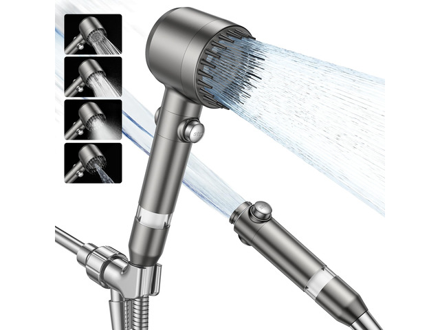 Filtered Shower Head with Handheld High Pressure Shower Head 4 Spray Modes ShowerHead with ON/OFF Switch for Pets,Built-in Power Wash to Clean...