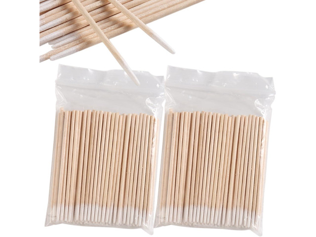 200PCS Precision Tip Cotton Swabs with Wooden Sticks Pointed Tip Cotton Swabs for Nail Polish Touch Up Disposable Makeup Applicators Cotton...