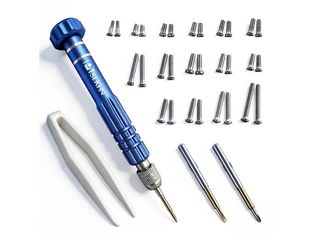 Eye Glass Repairing Kit, S2 Steel Screwdriver with 15 Types of Screws, Precision Eyeglass Repair Tool Set (Blue 2in1-screws)