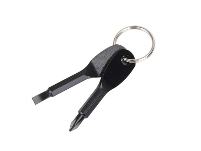1 Set of Mini Stainless Steel Keychain Screwdriver Set Portable Phillips and Flathead Screwdriver Ou
