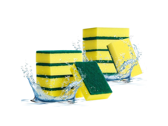 10-Pack Heavy Duty Scrub Sponges, Non-Scratch Kitchen Sponge with Durable Scouring Pad, Dual-Sided Cleaning Reusable Sponge for Dishes, Pots, Pans,...
