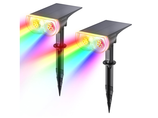 Solar Lights Outdoor Waterproof LED Landscape Spotlight RGB 2 Pack Starray, 9 Color Changing Modes, Multicolor, Dusk to Dawn, for Holiday...