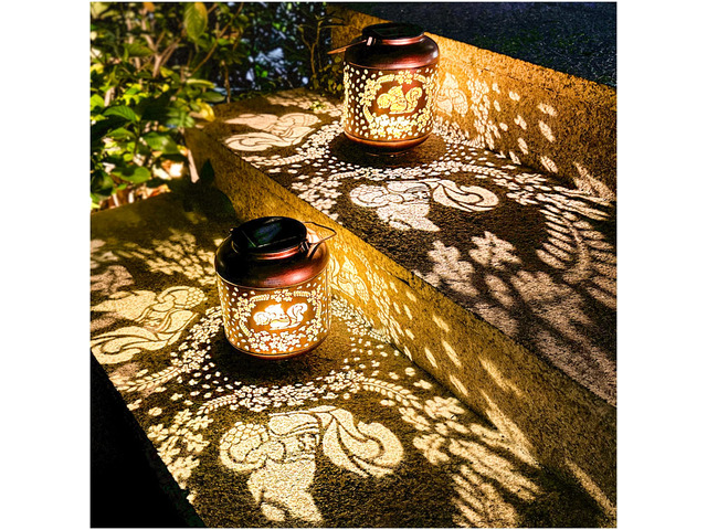 2 Pack Squirrel Solar Lanterns Outdoor Waterproof Hanging Solar Lights Squirrel Gifts for Women Men Metal Decorative LED Lanterns for Yard, Patio,...