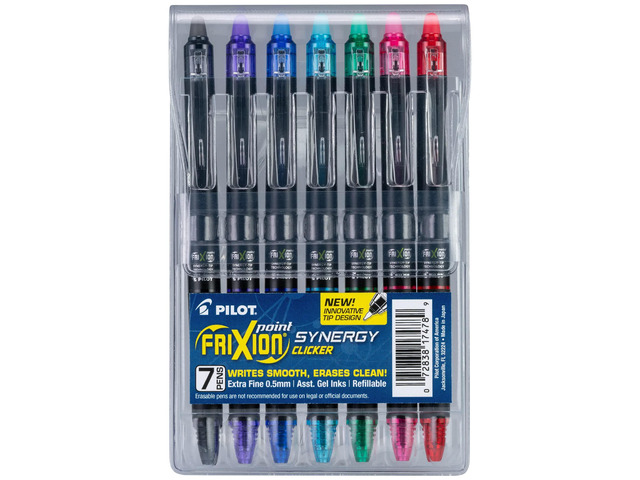 FriXion Synergy Clicker Erasable, Pack of 7, Assorted Colors