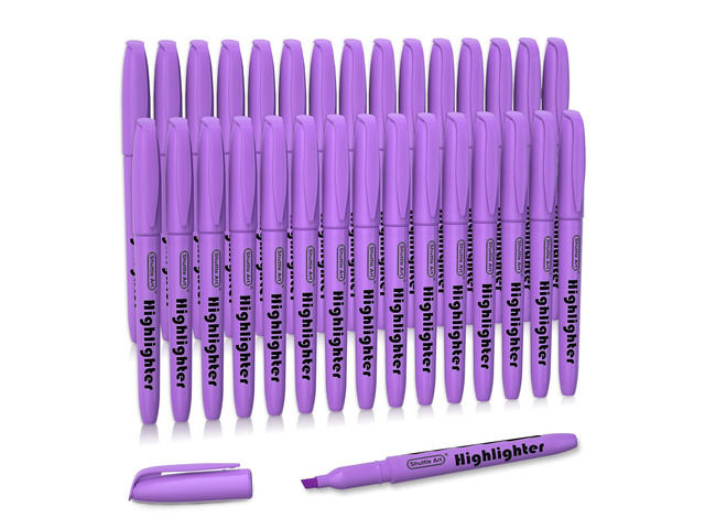 Highlighters, 30 Pack Purple Highlighter Pen Bright Colors, Chisel Tip Dry-Quickly Non-Toxic Highlighter Markers for Adults Teachers Students...