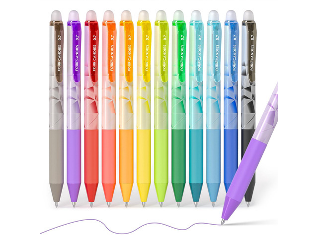 Retractable Erasable Gel Pen, Fine Point, 0.7mm, 12 Colors Make Mistakes Disappear, Vibrant Assorted Color Erasable Pens for Writing, Planners &...