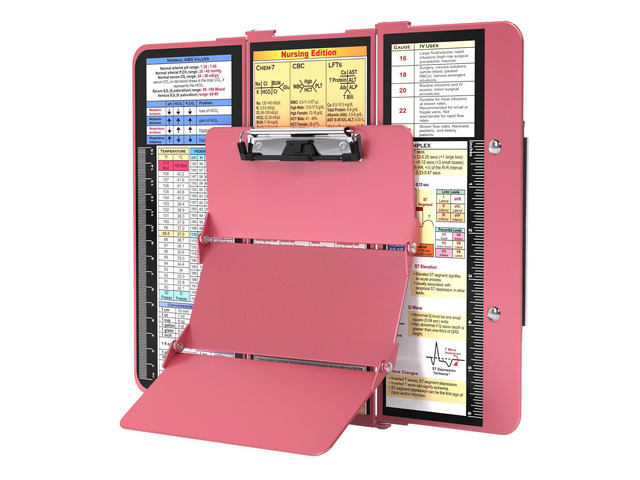 Nursing Clipboard Foldable, Foldable Clipboard w/Nursing Edition Cheat Charts,3 Layers Aluminum, Nurse Clip Board w/Low Profile Clip & Pen Clip...