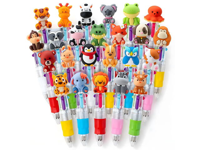24PCS Animal 4-in-1 Multicolor Pens, Cute Pens for Kids Party Gifts Mini Ballpoint Pens, Fun Birthday Party Favors, Classroom Supplies, Kawaii Cute...