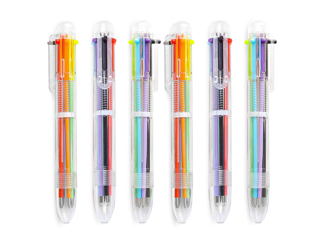 23 Pack 0.5mm 6-in-1 Multicolor Ballpoint Pen 6 Colors Retractable Ballpoint Pens Kids Party Favors Pen (23 Pack)