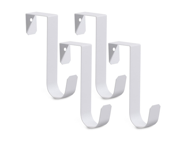 4 Pack Over The Door Hooks, Sturdy Metal Single Over Door Hooks, White Door Hanger Hook Door Hooks for Hanging, Towels, Clothes, Bathroom, Hold Up...