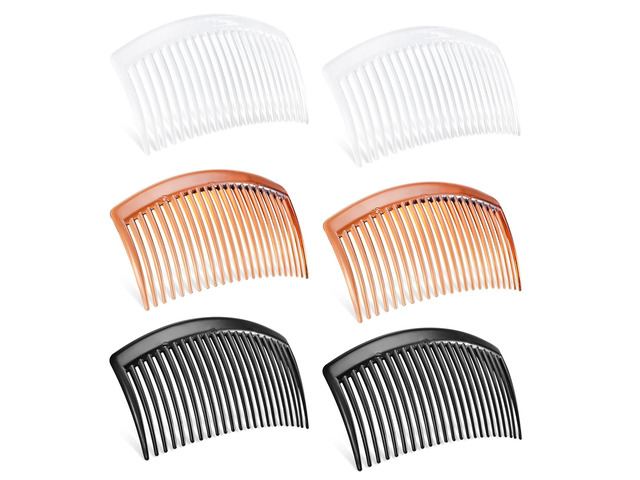 6PCS 3.15IN Hair Side Comb with 3 Colors, Professional Barber Comb for Styling and Grooming, French Combs for Wedding, Dating and More