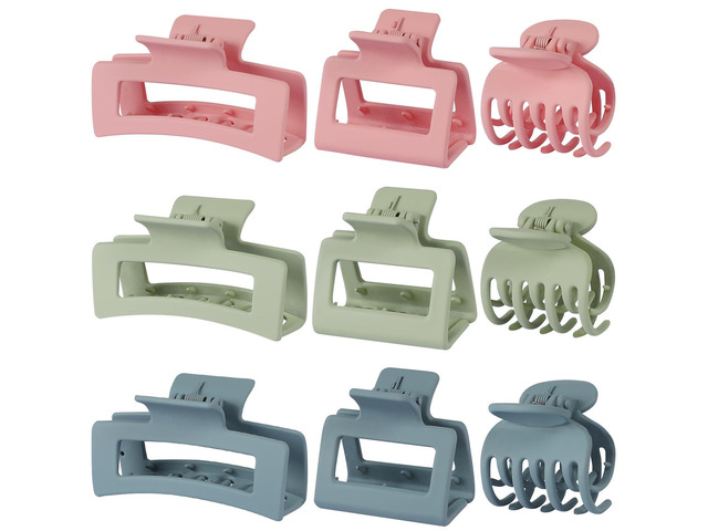 CHANDAT 3 Style Hair Accessories for Women: Medium Rectangle Clips for Thick Hair, Square Clips for Thin Hair - 9 pcs Colorful Set