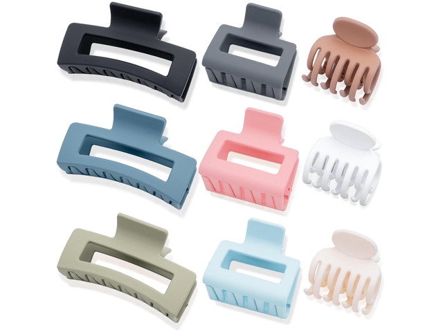 9PCS Hair Clips for Women - Large Claw Clips for Thick and Thin Hair, Small and Mini Hair Clips, Strong Hold Hair Claw Clips in 9 Colors, Ideal for...