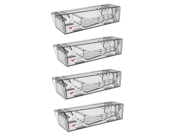 Live Catch Mouse Trap - 4 Traps - M337SR-4 - Live Catch and Release Trap for Mice - Humane Mouse Traps - Clear Design - Humane, Easy to Use - 4 Pack