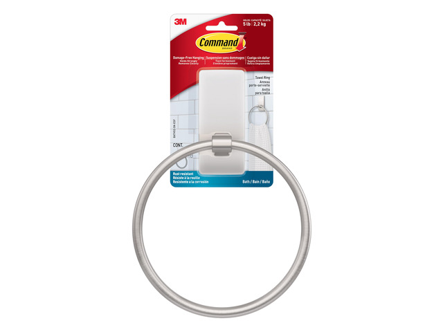 Towel Ring Satin Nickel, 1 Holder, 2 Strips Hand Towel Holder, For Bathroom Organization, Water Resistant, Damage-Free Hanging with Adhesive Strip,...