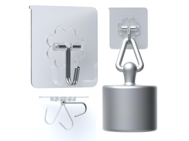 Adhesive Wall Hooks Heavy Duty 50LB Clear Hook 24 Pack for Hanging Upgrade Sticky Hooks Hanging 50lb(Max) Transparent Reusable Waterproof No Drill...