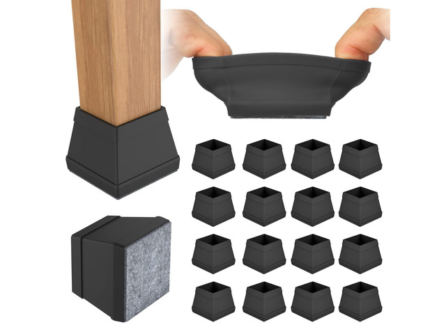 16 PCS Square Chair Leg Floor Protector, Silicone Chair Leg Cover, Furniture Leg Protectors with Felt, Mobile Table Leg pad, Protect The Floor from...