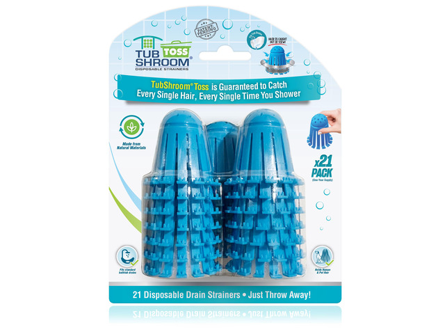 Toss 21pk Disposable Bath Tub Drain Strainers - Hair Catcher Snare for Shower Bathtub to Prevent Clogged Drains, Traps Human and Pet Hair, One Year...