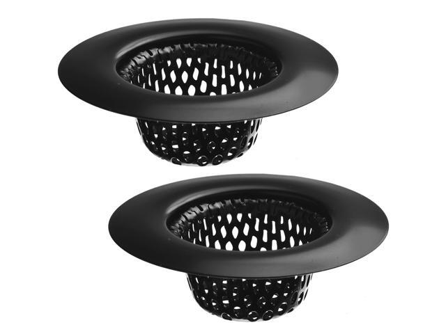 2 Pack - 2.25' Top / 1' Basket- Black Sink Strainer Bathroom, Utility, Slop, Laundry, RV and Lavatory Sink Drain Strainer Hair Catcher. Stainless...