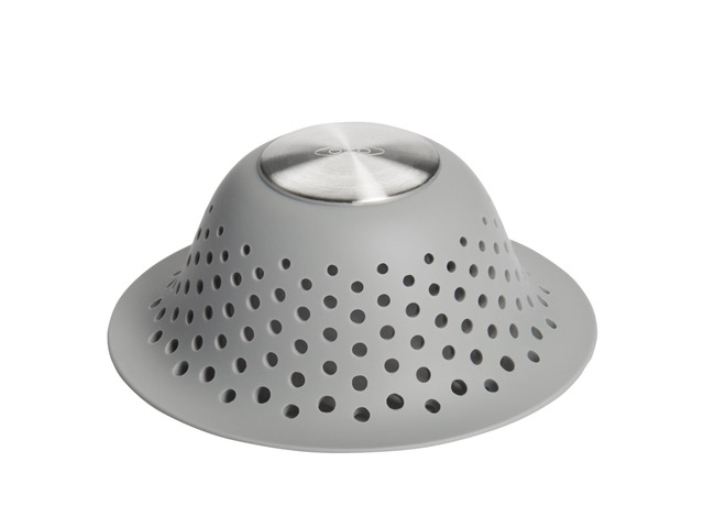 Good Grips Silicone Shower & Tub Drain Protector, Hair Drain Catcher Hair Drain Catcher, Silicone Edges and Stainless Steel Accent Keeps It In...