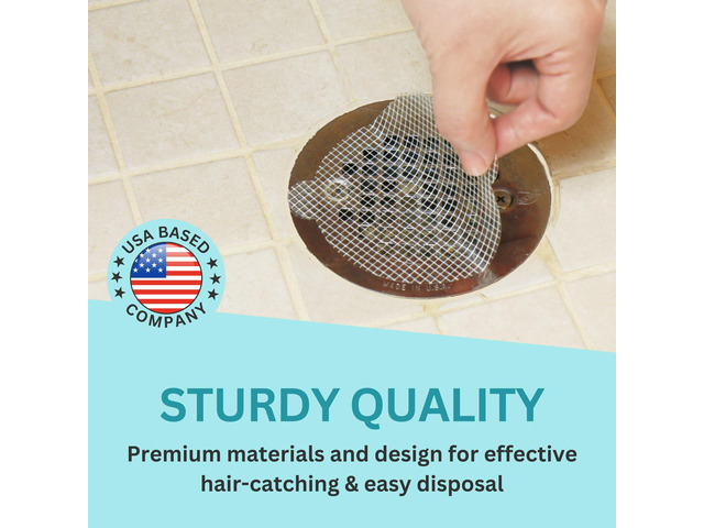50 Pack Disposable Shower Drain Hair Catcher Mesh Stickers - Peel & Stick Drain Strainers to Prevent Clogs, Strong Waterproof Adhesive, Mess-Free...