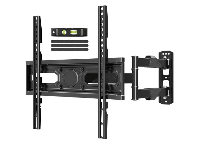 Full Motion TV Wall Mount for 26-60' TVs, Max VESA 400x400, 77 lbs. 7° up & 10° down tilt, ±90° swivel, single stud TV mount, flexible for corner...