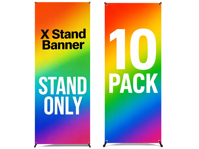 Premium X Banner Stand Display 24'x72' 10 PACK with Carrying Bag (STAND ONLY)