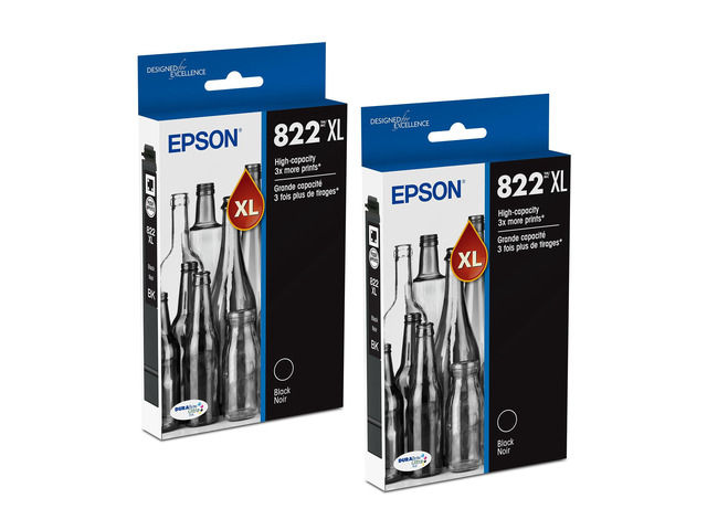 822XL Black Ink Cartridges 2/Pack Bundle Works with WF-3820, WF-3823, WF-4820, WF-4830, WF-4833, WF-4834
