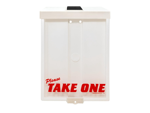 Outdoor Real Estate Brochure Box with Solar Lighted Lid, Take One Document Holder Can Hold 100, 8.5 x 11 Documents, Flyers, Literature and Other...