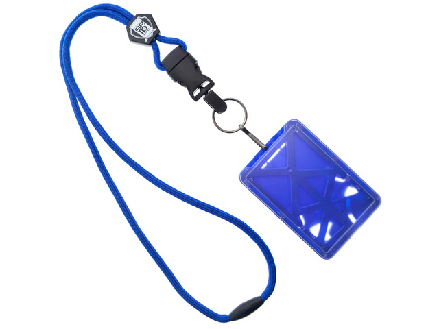 5 Pack - Vertical Top Load Three Card Badge Holder - Hard Plastic with Heavy Duty Breakaway Lanyard w Quick Release Metal Clip & Key Ring - Holds 3...