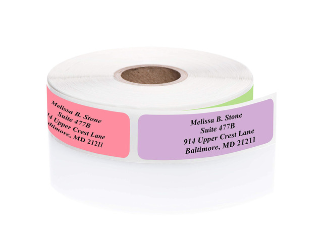 Pastel Rainbow Personalized Return Address Labels Without Dispenser - Roll of 500 Custom Labels