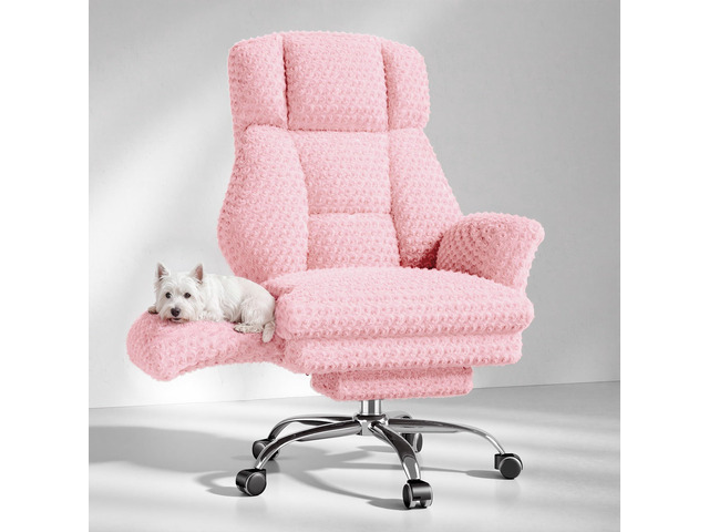 Big and Tall Office Chair, Flip Armrests for Pets & Cross Legged Sitting Executive Ergonomic Computer Gaming Chair with Foot Rest, Rose Velvet...