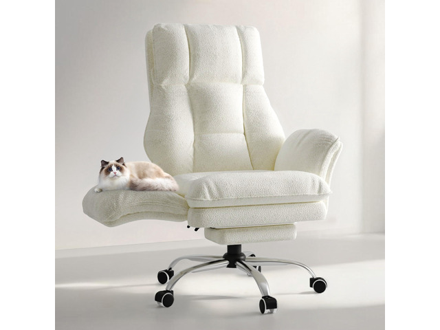 Big and Tall Office Chair, Flip Armrests for Pets & Cross Legged Sitting Executive Ergonomic Computer Gaming Chair with Foot Rest, Teddy Fleece...