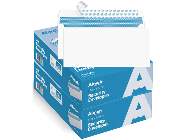 #10 Business Envelopes Letter Size Windowless Self Seal Security 1000 Premium EnveGuard Security Tint, Ultra Strong Quick Seal Closure, White, 24LB...