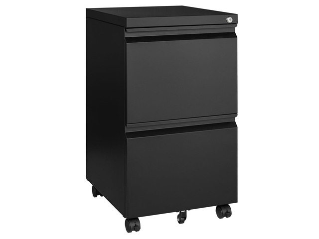 Mobile File Cabinet with Lock,2 Drawer Under Desk Metal Rolling Filing Cabinets for Home Office Organizer Letters/Legal/A4(Fully Assembled-Black)