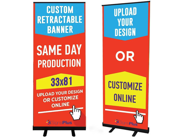 Custom Retractable Banner with Aluminum Frame - Portable, Durable & Easy Setup - For Events, Promotion & Advertising (Black Stand, 33'x81')