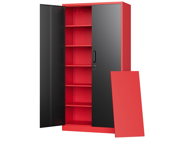 Metal Garage Storage Cabinets with Lock, 72' Tall Locker Organizer Steel Tool Cabinets,5 Adjustable Shelves 2 Doors for Home Office,...