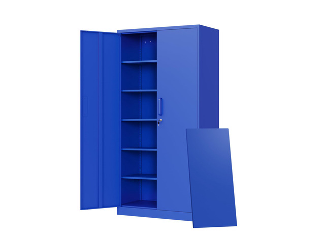 Metal Garage Storage Cabinets with Lock Door and Adjustable Shelves, Steel Tool Cabinets for Home,Office,Warehouse Organisieren (Blue)