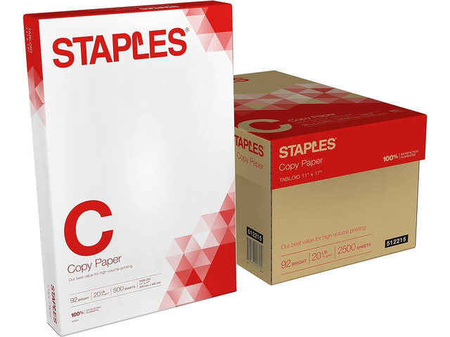 Copy Paper, 11x17 Inch Ledger Size, 92 Brightness, 20 lb., 500/Ream For office, school & home use. Smooth finish for crisp printing in copiers...