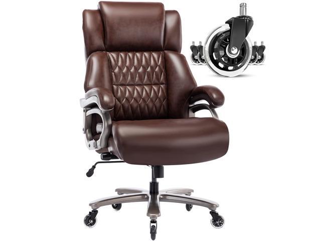 Big and Tall Office Chair, High Back Large Executive Computer Desk Chair Adjustable Lumbar Support, Quiet Rubber Wheels, Heavy Duty Metal Base,...