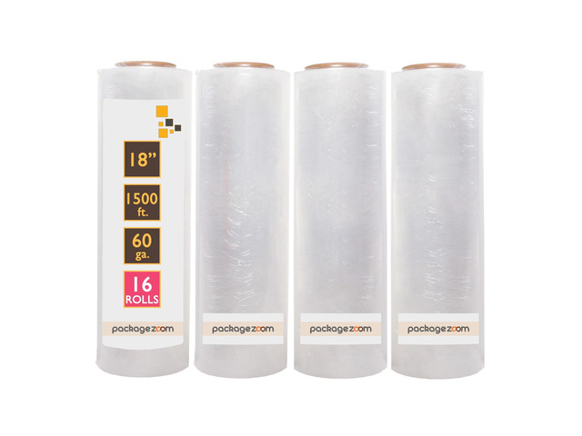 16 Rolls 18' x 1500 Ft Stretch Wrap Heavy Duty, Industrial Strength Shrink Wrap, 55 Gauge High Performance Stretch Film Replaces 80 Gauge Low...