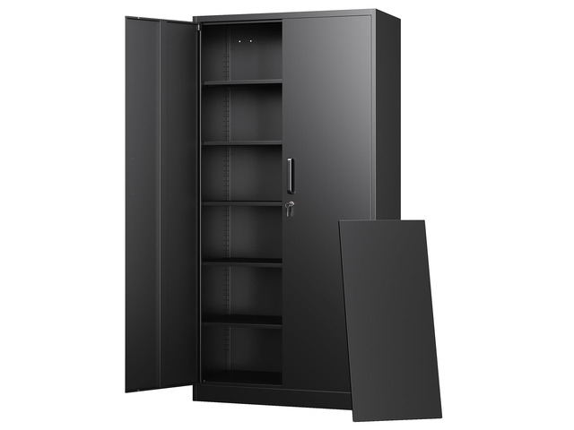 Metal Storage Cabinets with Lock Doors,Tall Locker Organizer Steel Garage Cabinets, 5 Adjustable Layers Shelves for Home, Office,...