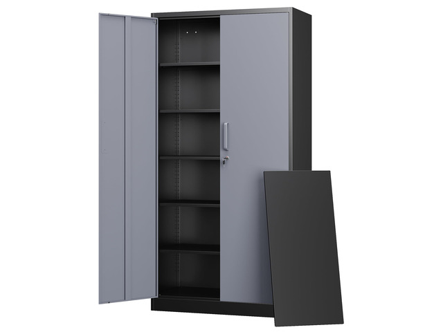 Metal Storage Cabinets with Lock Door and 5 Adjustable Shelves, Steel Garage Tool Organization Cabinets for Home,Utility Room,...