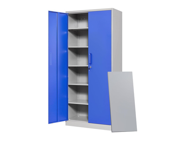 Metal Garage Storage Cabinets with Lock Door and Adjustable Shelves, Steel Tool Cabinets for Home,Office,Warehouse Organisieren (Blue Gray)