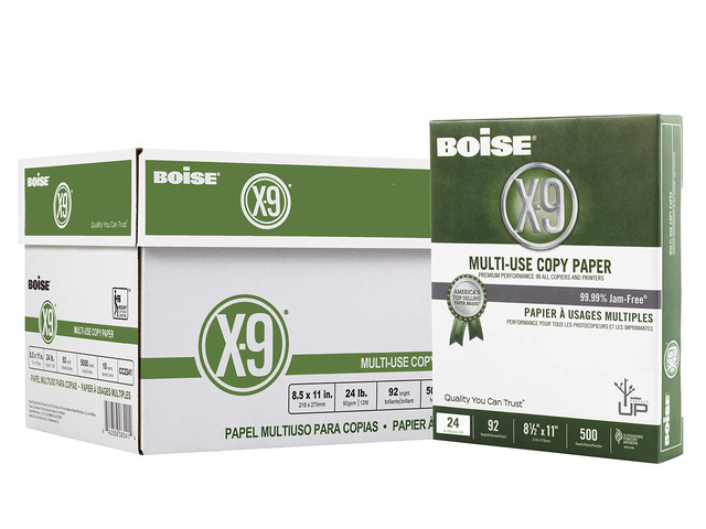 Boise Paper X-9 Multi-Use Copy Paper - 10 Ream (5000 Sheets) 8.5' x 11' Letter 92 Bright White - 24 lb. CC2241-CTN