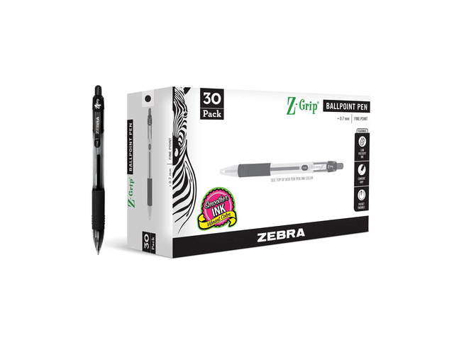 Z-Grip Retractable Ballpoint Pen, Black Ink, 0.7mm, 30 Bulk-Pack Smooth Writing, Fine Point Tip, Ideal for Planners, Note-Taking, School and Office...