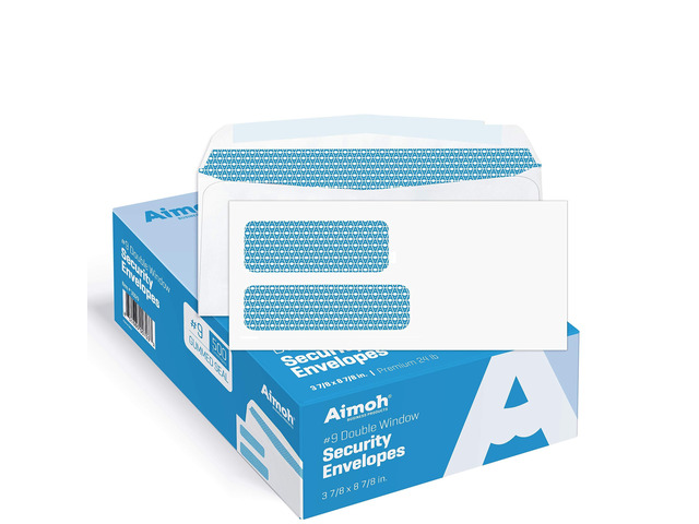 #9 Envelopes Gummed Security Double Window Envelopes 2500ct Double window, Gummed closure, Security tinted, 24 LB paper, 3-7/8 x 8-7/8 For...