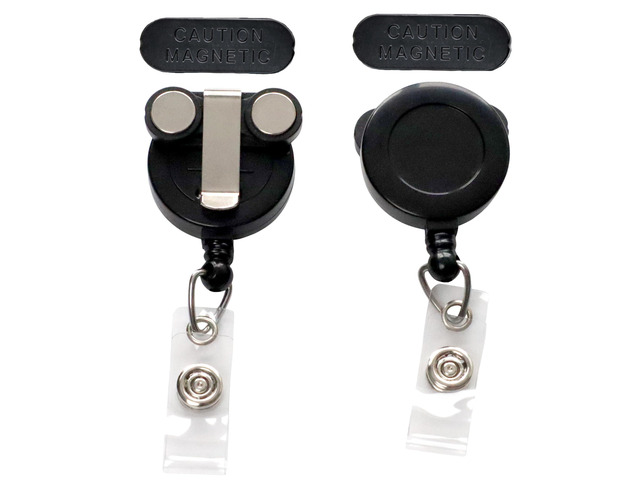 Bulk 25 Pack - Magnetic Name Badge Holder - Retractable Badge Reel with Magnet Back - Retracting Clothing Friendly Lanyard Work ID Holder for...