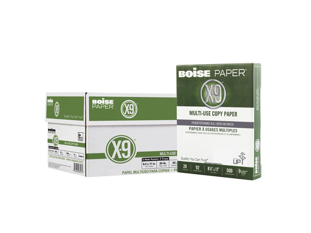 Paper X-9 Multi-Use 3-Hole Punch Copy Paper 10 Ream (5,000 Sheets) 8.5' x 11' Letter 92 Bright White - 20 lb. OX-9001P-CTN