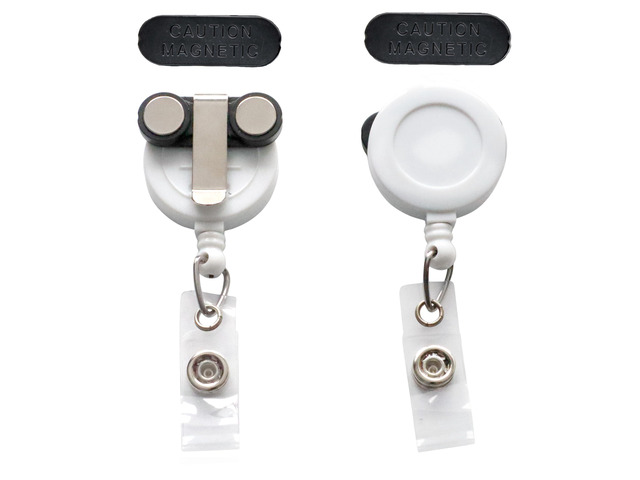 Bulk 25 Pack - Magnetic Name Badge Holder - Retractable Badge Reel with Magnet Back - Retracting Clothing Friendly Lanyard Work ID Holder for...
